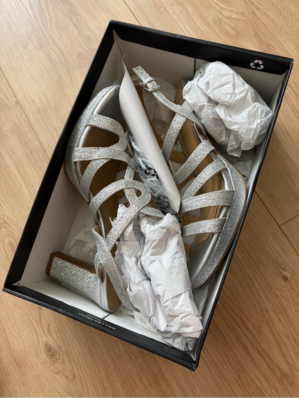 Naturalizer Silver Glitter Strappy Heels - Picture 2 of 6